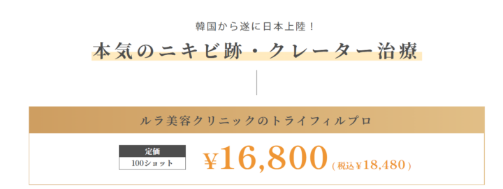 ルラ トライフィルプロ 料金画像