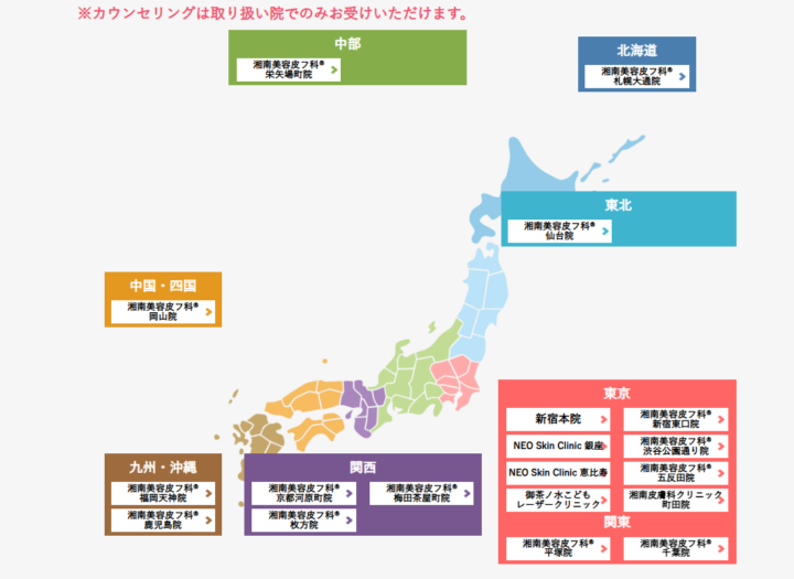 湘南美容クリニック ザーフ 取り扱い一覧